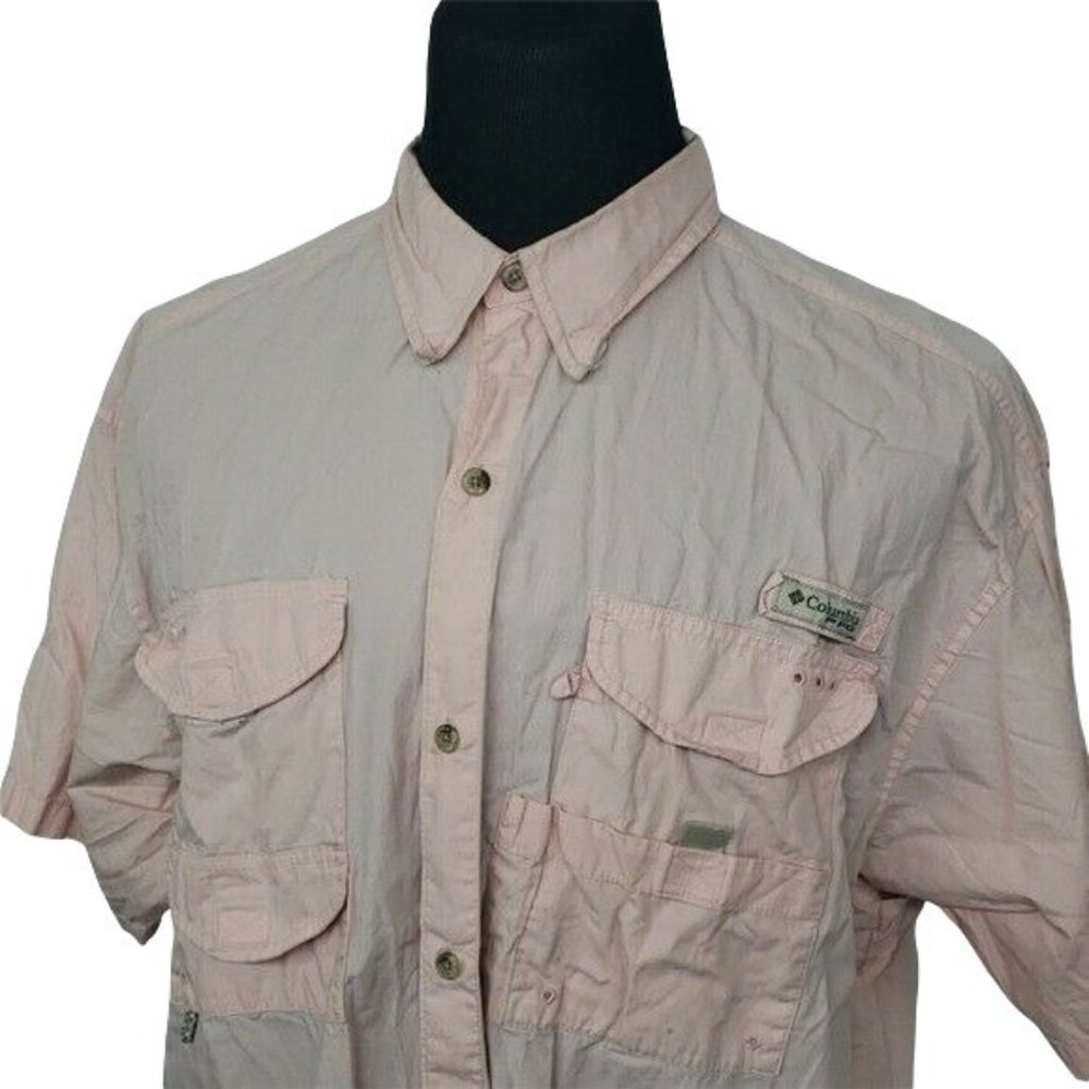 Columbia PFG Short Sleeve Vented Fishing Shirt Pink XL